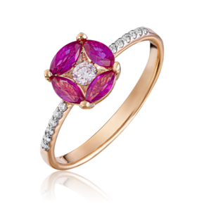 Кольцо из красного золота с рубинами и бриллиантами 01-1545-00-107-1110-30