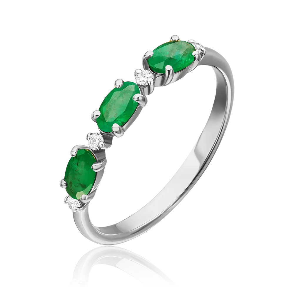 Кольцо из белого золота с изумрудами и бриллиантами 01-1546-00-106-1120-30