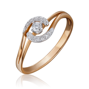 Кольцо из комбинированного золота с бриллиантами