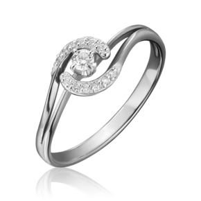 Кольцо из белого золота с бриллиантами