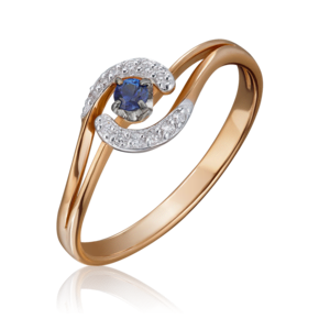 Кольцо из комбинированного золота с сапфиром и бриллиантами 01-1555-00-105-1111-30