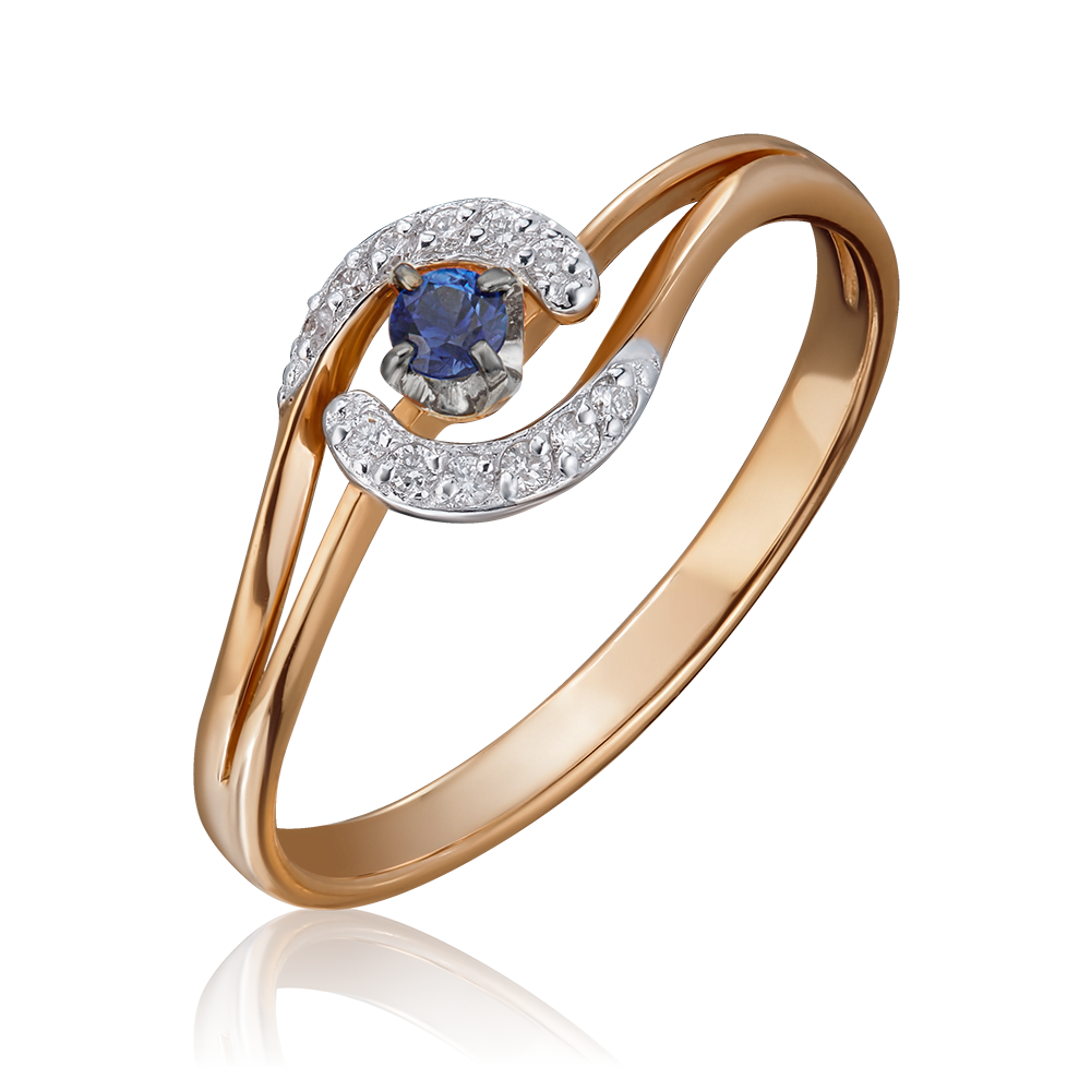 Кольцо из комбинированного золота с сапфиром и бриллиантами 01-1555-00-105-1111-30