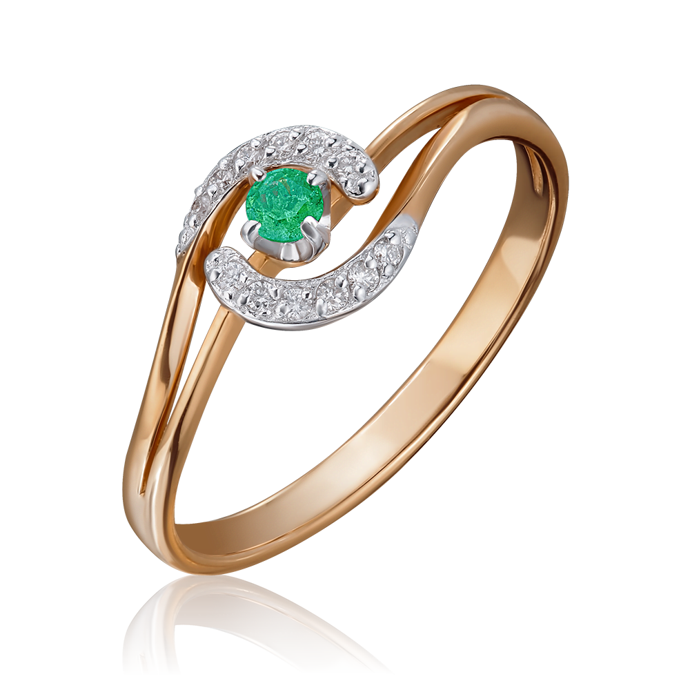Кольцо из комбинированного золота с изумрудом и бриллиантами 01-1555-00-106-1111-30