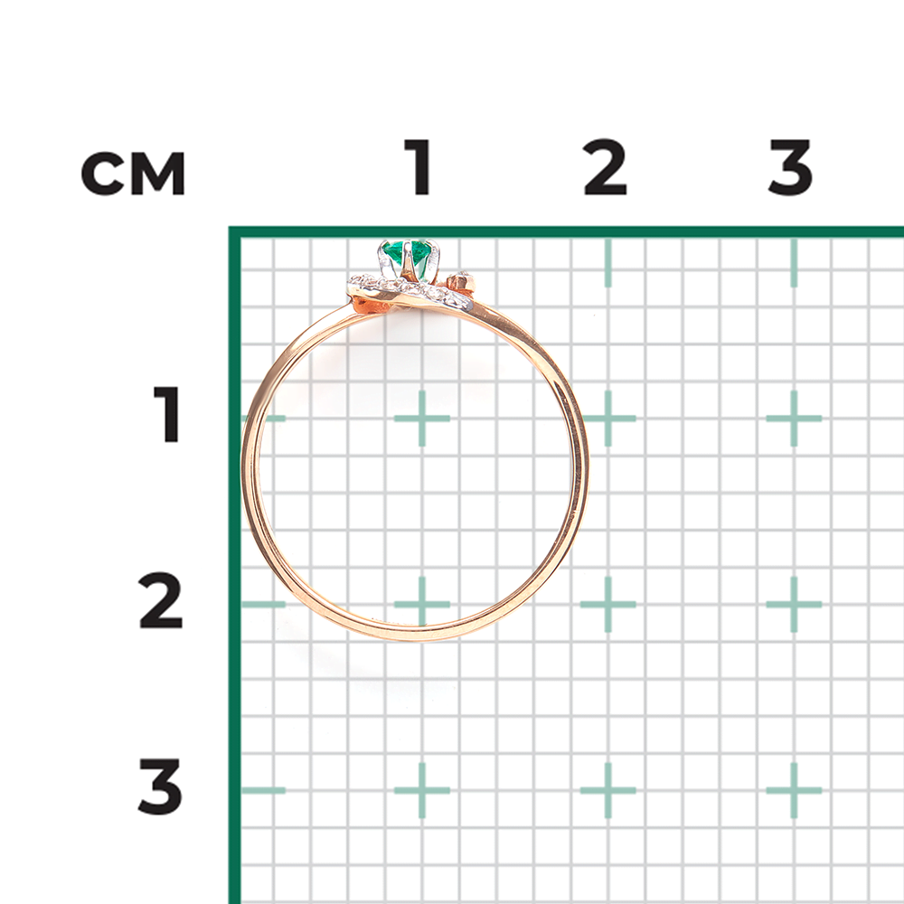 Кольцо из комбинированного золота с изумрудом и бриллиантами 01-1555-00-106-1111-30
