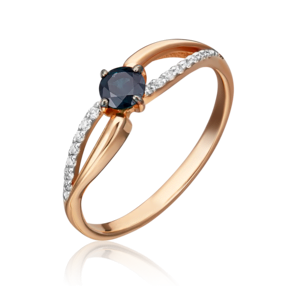 Кольцо из красного золота с сапфиром и бриллиантами 01-1556-00-105-1110-30