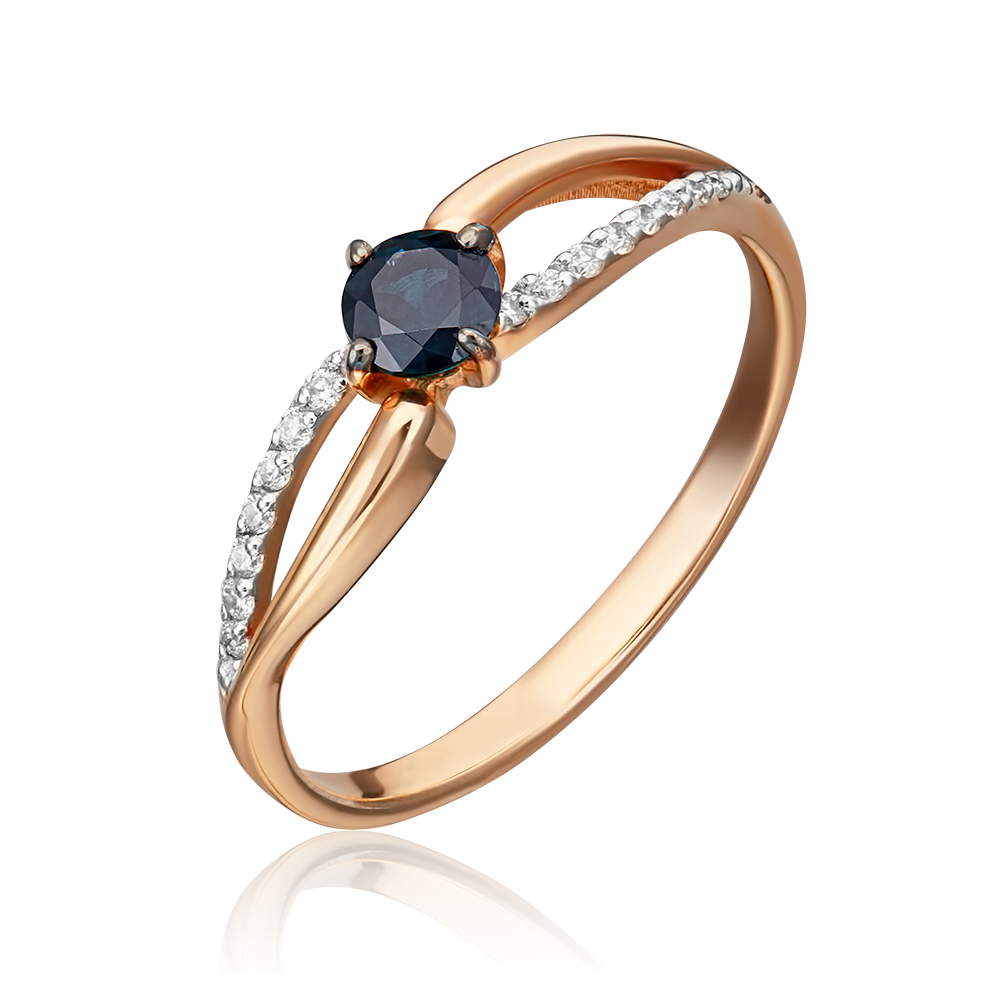 Кольцо из красного золота с сапфиром и бриллиантами 01-1556-00-105-1110-30