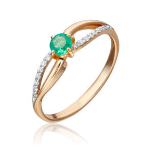 Кольцо из красного золота с изумрудом и бриллиантами 01-1556-00-106-1110-30