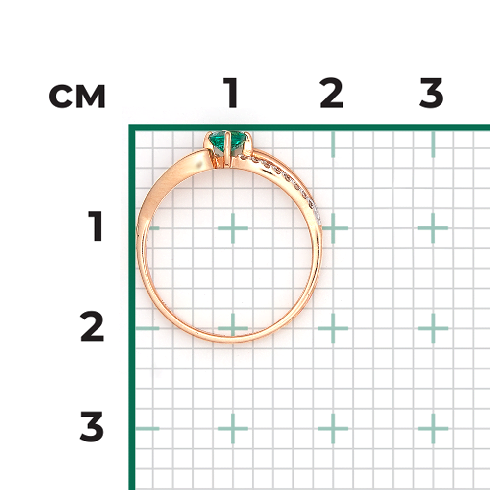 Кольцо из красного золота с изумрудом и бриллиантами 01-1556-00-106-1110-30