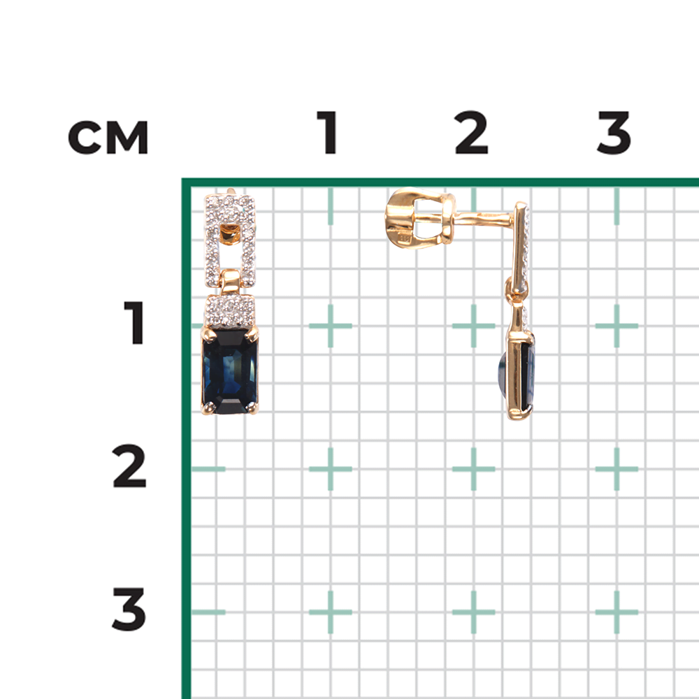 Серьги-пусеты из красного золота с сапфиром и бриллиантами 02-0914-00-105-1110-30