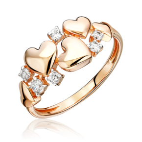 Кольцо «Романтика» из красного золота с фианитами 01-5839-00-401-1110