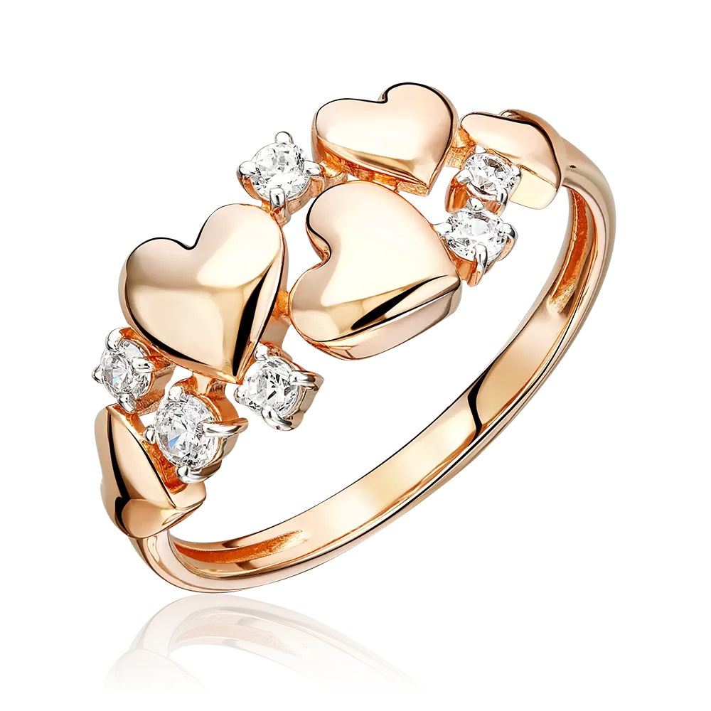 Кольцо «Романтика» из красного золота с фианитами 01-5839-00-401-1110