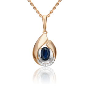 Подвеска из комбинированного золота с сапфиром и бриллиантами 03-3467-00-105-1111