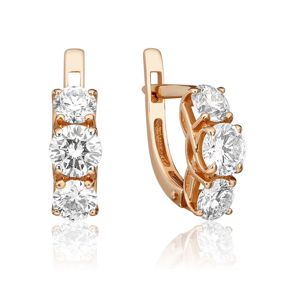 Серьги с английским замком из красного золота с бриллиантами 02-0661-00-101-1110-30