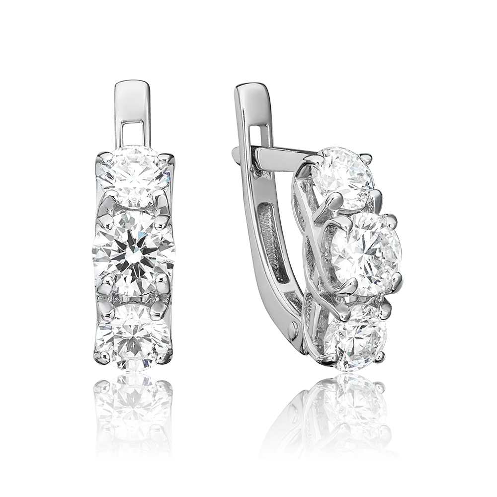 Серьги с английским замком из белого золота с бриллиантами 02-0662-00-101-1120-30