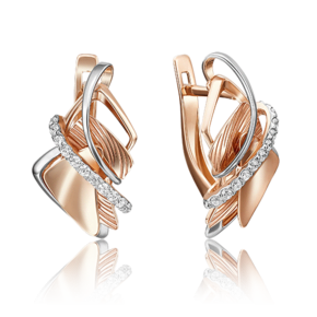 Серьги с английским замком из красного золота с фианитами 02-4100-00-401-1110-48