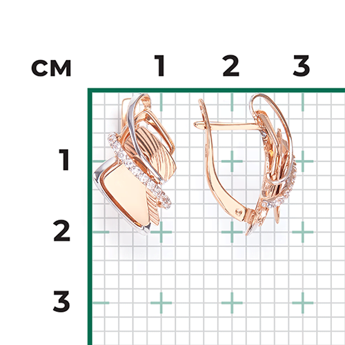 Серьги с английским замком из красного золота с фианитами 02-4100-00-401-1110-48