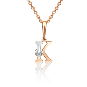 Подвеска «Буква К» из комбинированного золота с фианитом 03-3119-К-401-1111