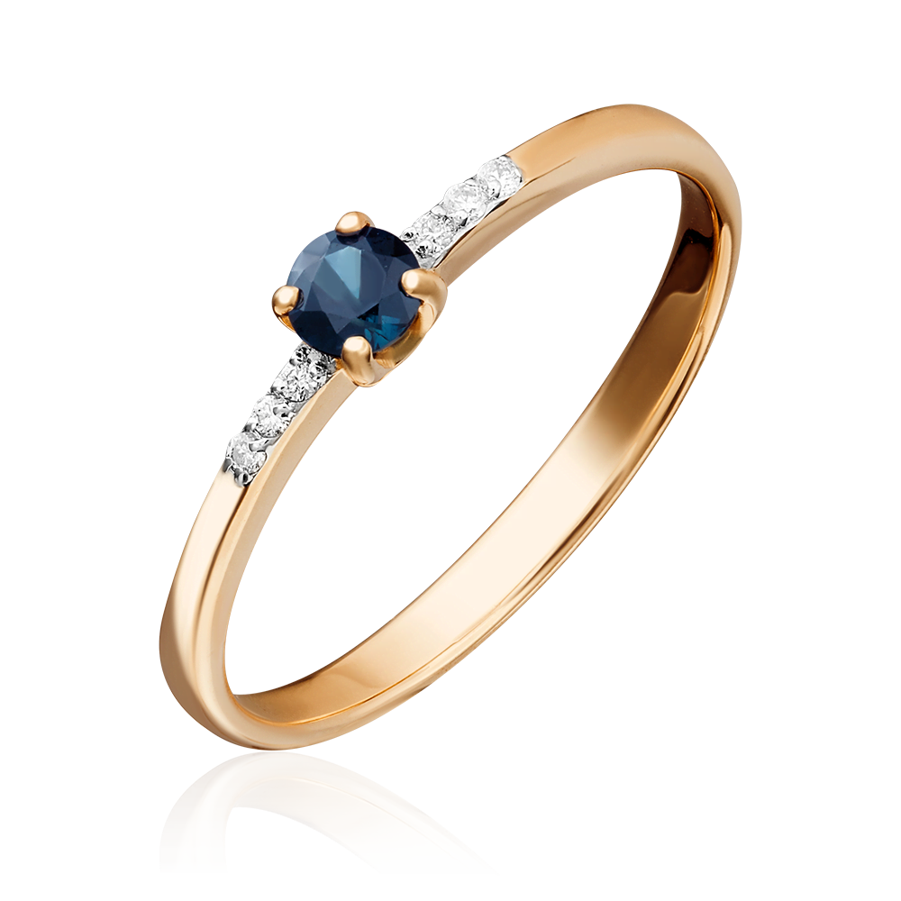 Кольцо из красного золота с сапфиром и бриллиантами 01-1491-00-105-1110-30