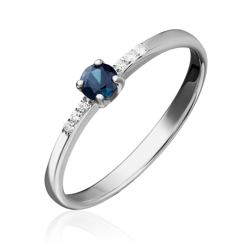 Кольцо из белого золота с сапфиром и бриллиантами 01-1491-00-105-1120-30