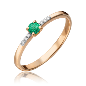 Кольцо из красного золота с изумрудом и бриллиантами 01-1491-00-106-1110-30
