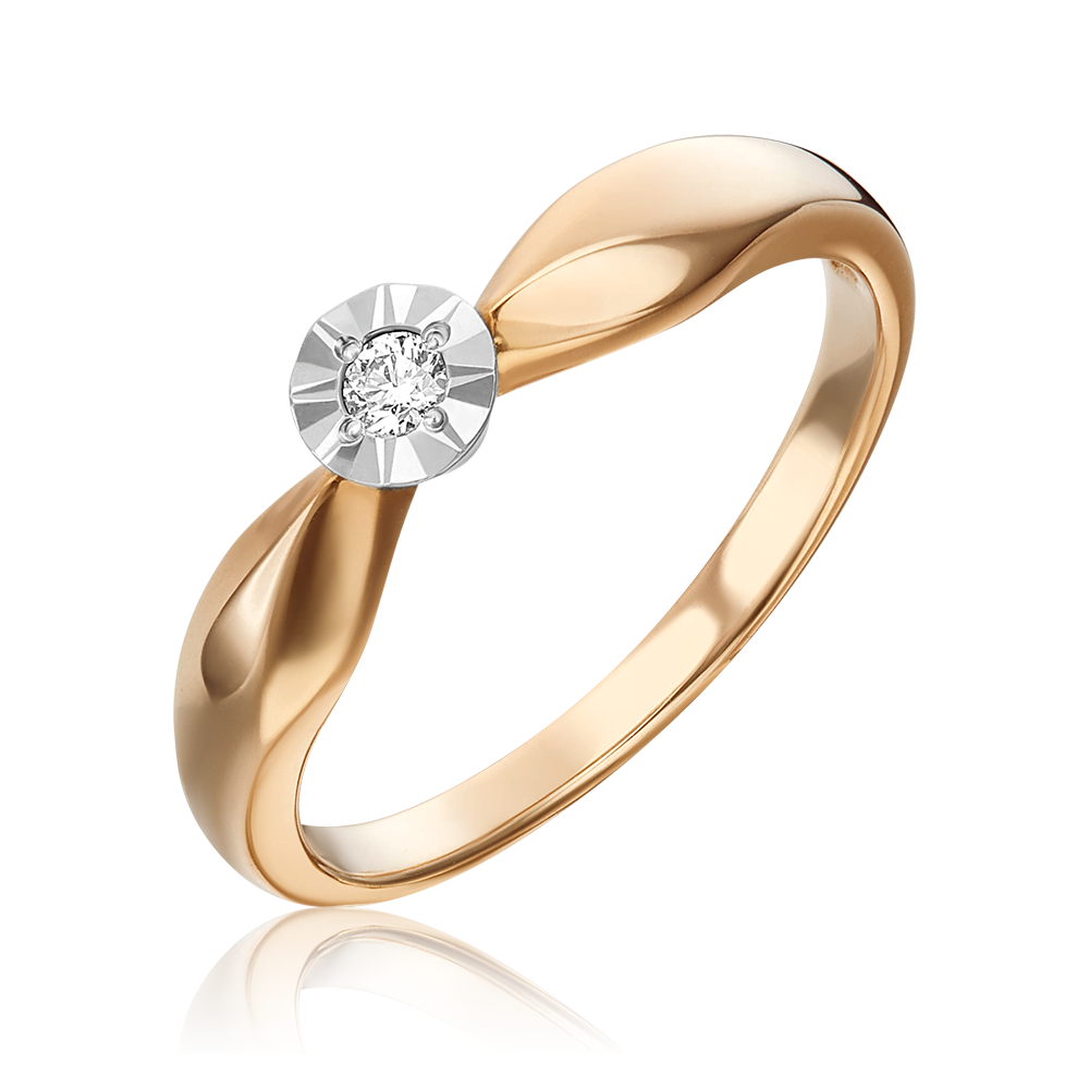 Кольцо из комбинированного золота с бриллиантом 01-1493-00-101-1111-30