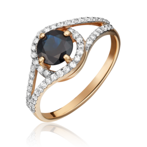 Кольцо из красного золота с сапфиром и бриллиантами 01-1494-00-105-1110-30