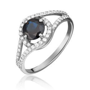Кольцо из белого золота с сапфиром и бриллиантами