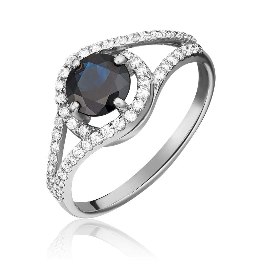 Кольцо из белого золота с сапфиром и бриллиантами 01-1494-00-105-1120-30
