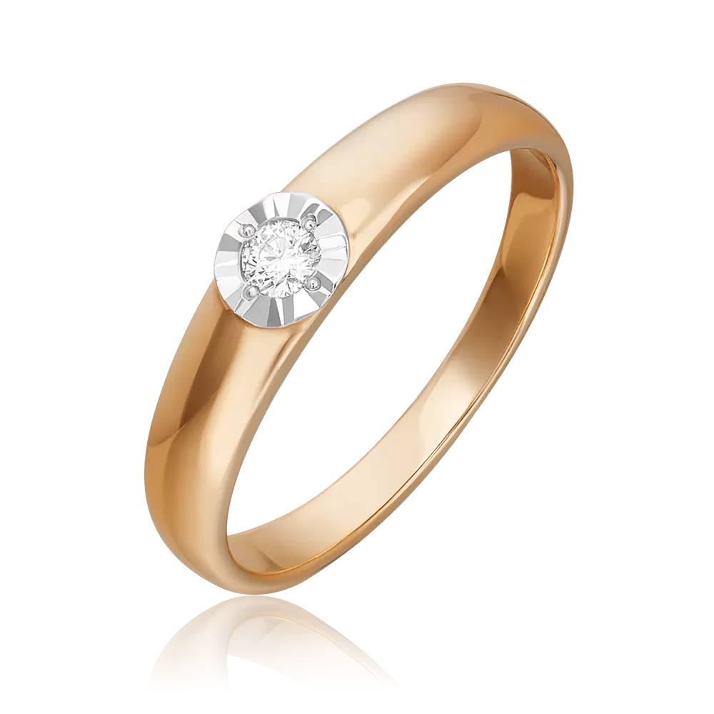 Кольцо из красного золота с бриллиантом 01-1495-00-101-1110-30