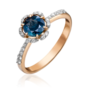 Кольцо из красного золота с сапфиром и бриллиантами 01-1496-00-105-1110-30