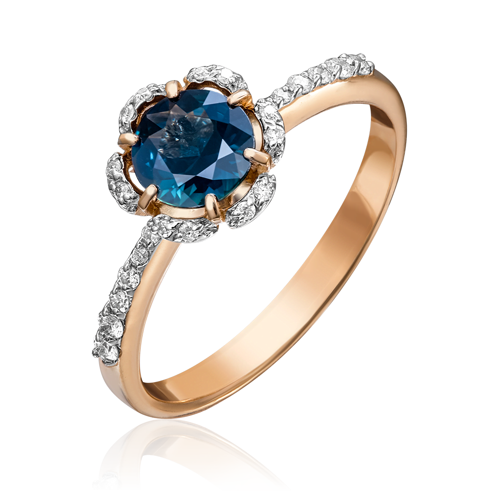 Кольцо из красного золота с сапфиром и бриллиантами 01-1496-00-105-1110-30