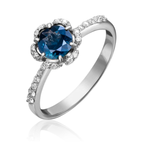 Кольцо из белого золота с сапфиром и бриллиантами 01-1496-00-105-1120-30