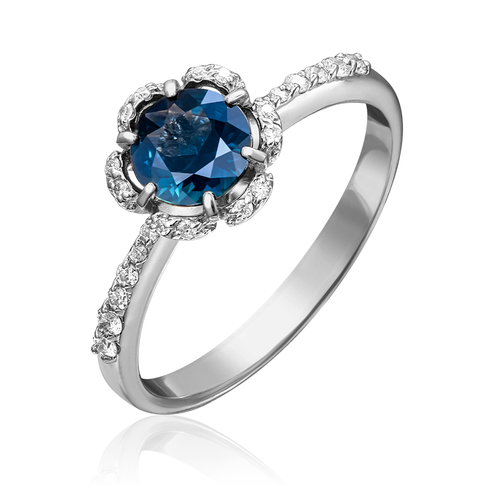 Кольцо из белого золота с сапфиром и бриллиантами 01-1496-00-105-1120-30