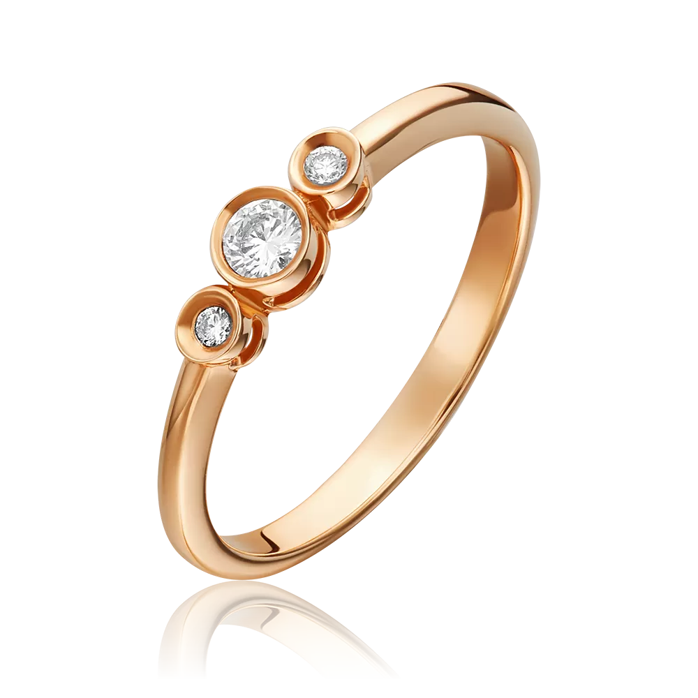 Кольцо из красного золота с бриллиантами 01-1497-00-101-1110-30