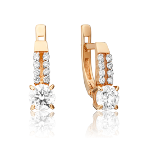 Серьги с английским замком из красного золота с бриллиантами 02-0630-00-101-1110-30