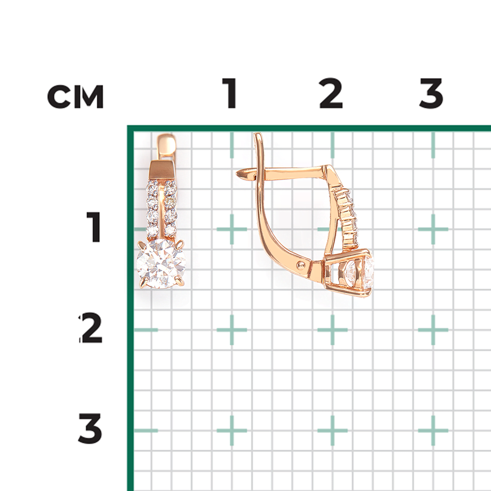 Серьги с английским замком из красного золота с бриллиантами 02-0630-00-101-1110-30
