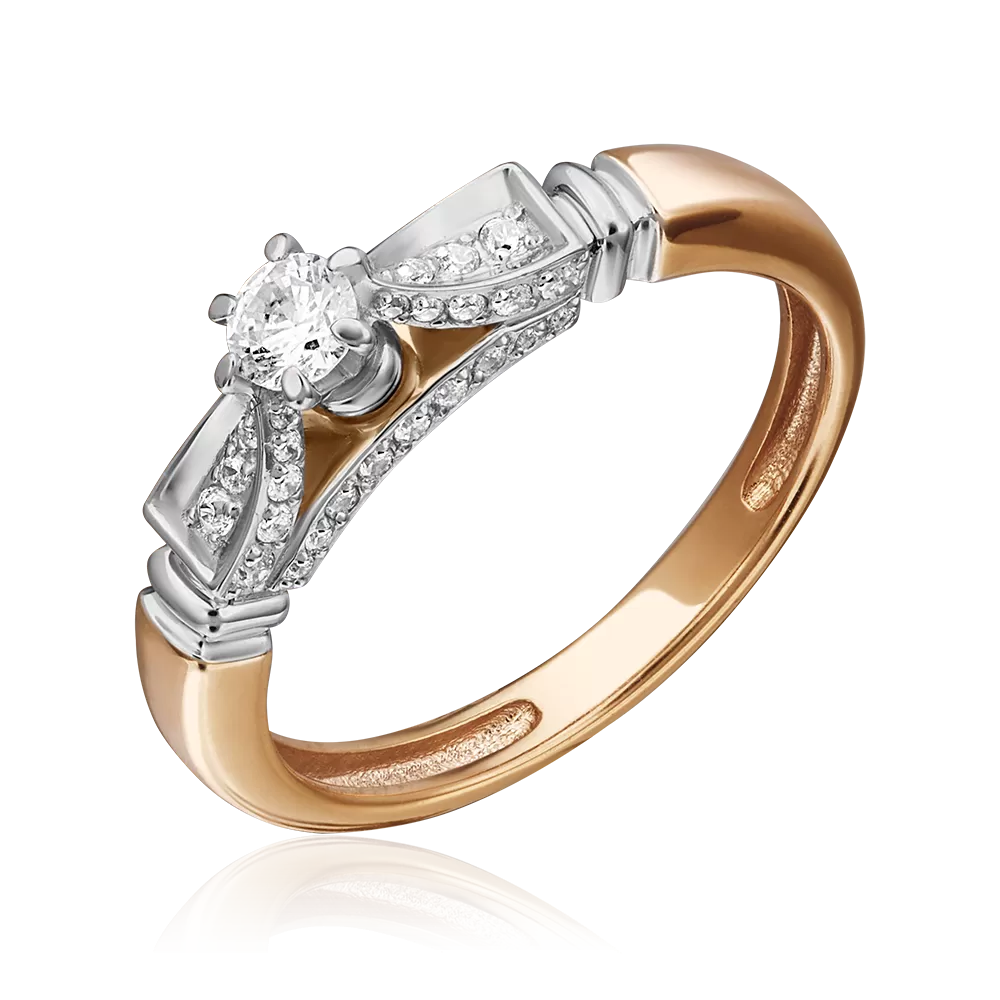 Помолвочное кольцо из комбинированного золота с бриллиантами 01-5230-00-101-1111-30