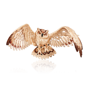 Брошь «Сова» из красного золота с эмалью 04-0181-00-000-1110-59
