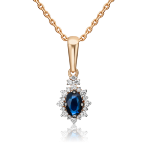 Подвеска из красного золота с сапфиром и бриллиантами 03-0559-00-105-1110-30