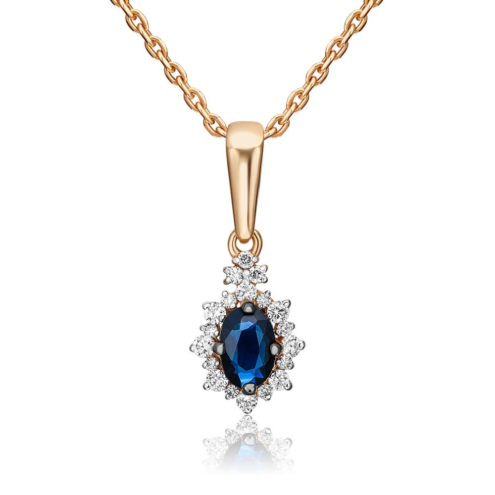 Подвеска из красного золота с сапфиром и бриллиантами 03-0559-00-105-1110-30