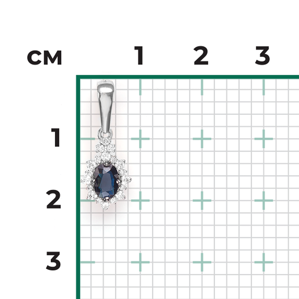Подвеска из белого золота с сапфиром и бриллиантами 03-0559-00-105-1120-30