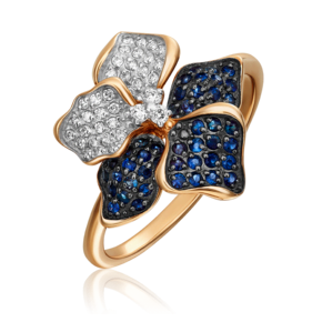 Кольцо «Анютины глазки» из красного золота с фианитами 01-4550-00-404-1110-32