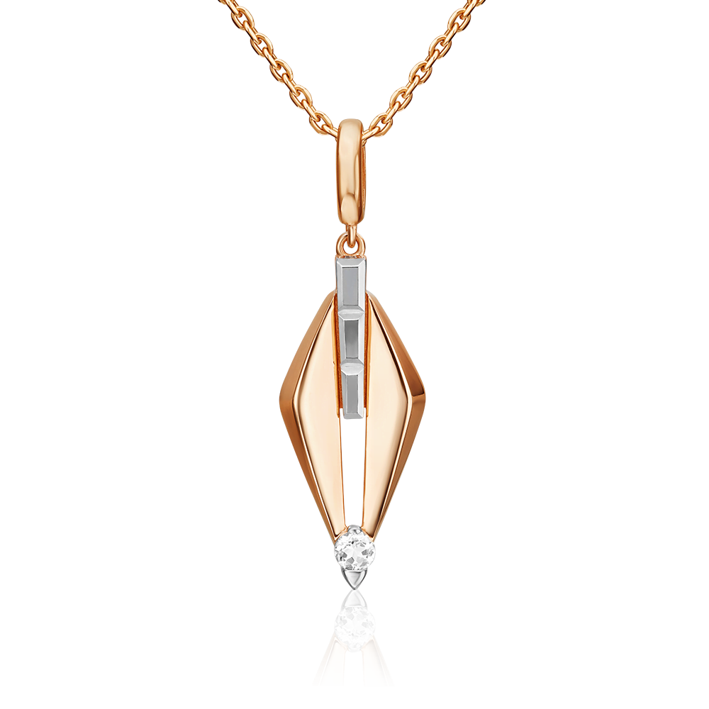 Подвеска из комбинированного золота с натуральным топазом white 03-3369-00-201-1111