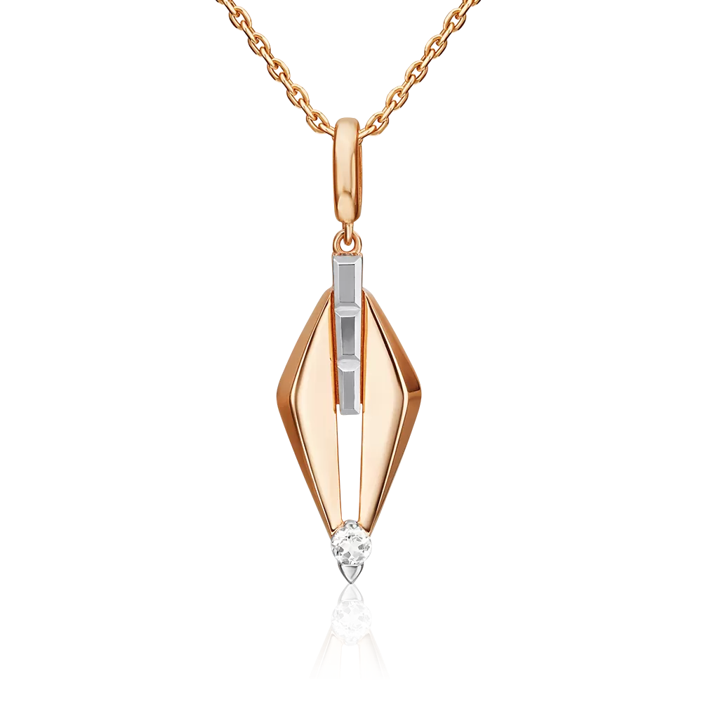 Подвеска из комбинированного золота с натуральным топазом white 03-3369-00-201-1111