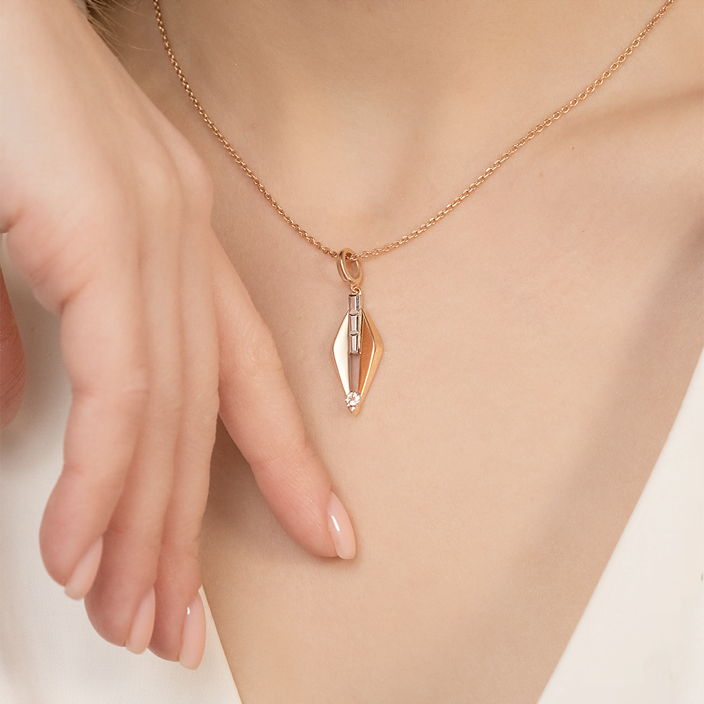 Подвеска из комбинированного золота с натуральным топазом white 03-3369-00-201-1111