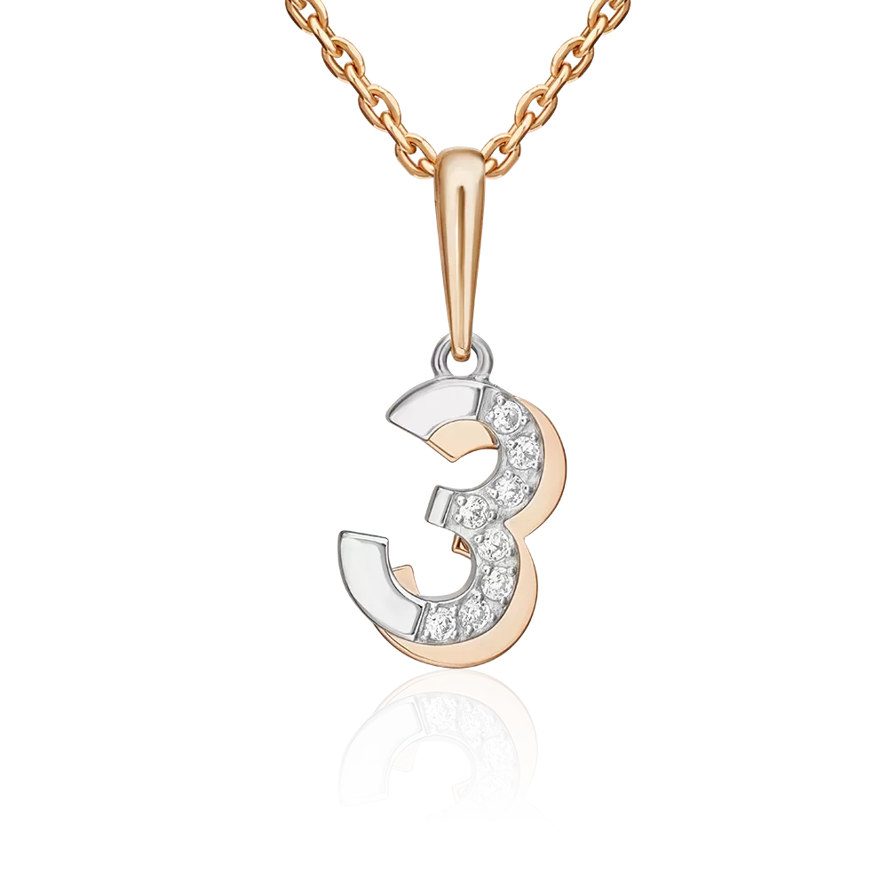 Подвеска «Буква З» из комбинированного золота с фианитами 03-3418-З-401-1111