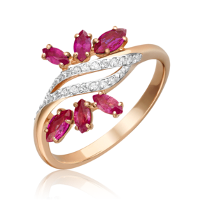 Кольцо из красного золота с рубинами и бриллиантами 01-1581-00-107-1110-30