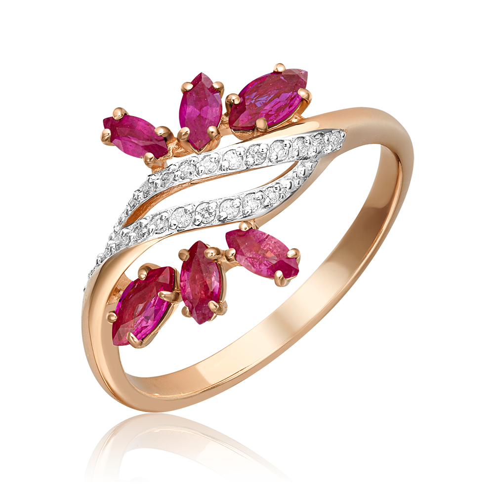 Кольцо из красного золота с рубинами и бриллиантами 01-1581-00-107-1110-30