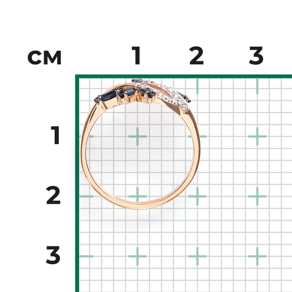 Кольцо из красного золота с сапфирами и бриллиантами 01-1581-00-105-1110-30