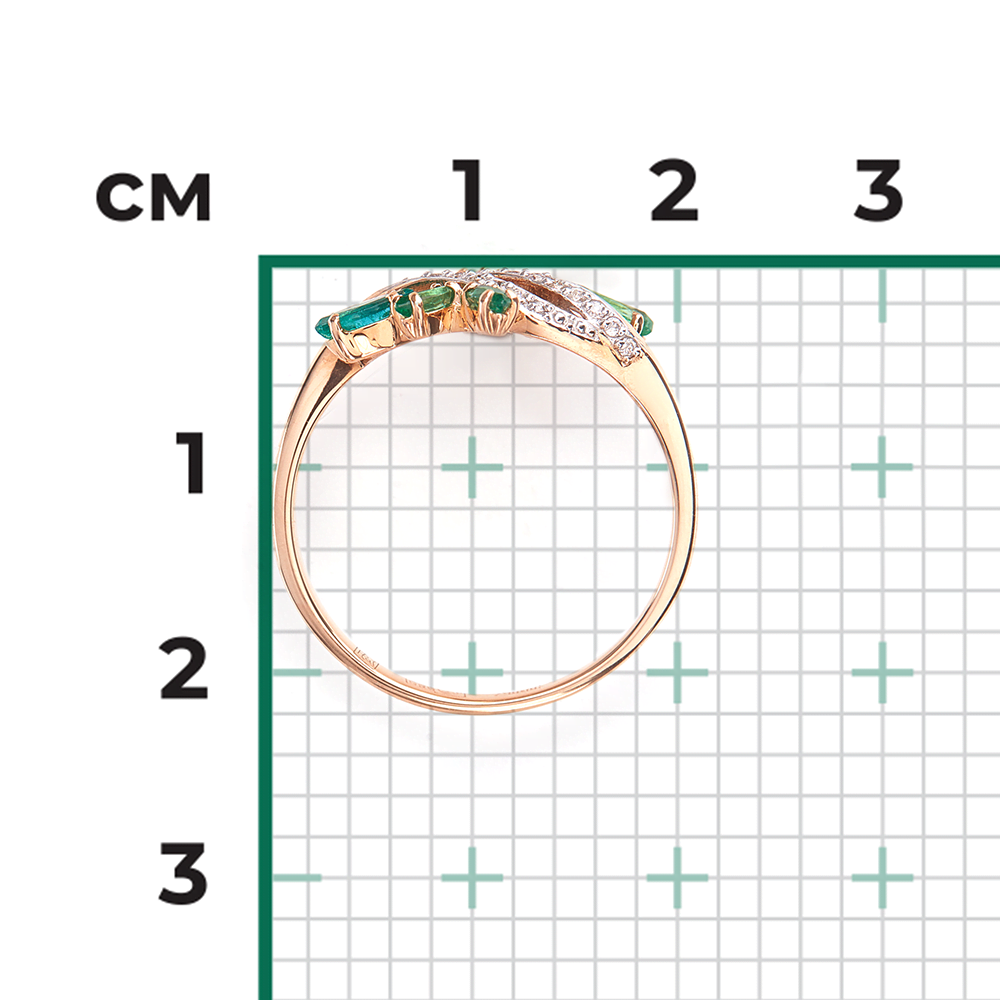 Кольцо из красного золота с изумрудами и бриллиантами 01-1581-00-106-1110-30